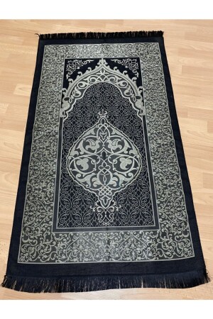 Patterned Fringed Gift Bundle Taffeta Black Prayer Rug - Ayhanhome