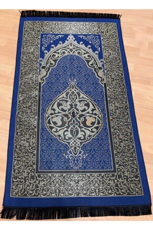 Patterned Fringed Gift Bundle Taffeta Blue Prayer Rug - Ayhanhome