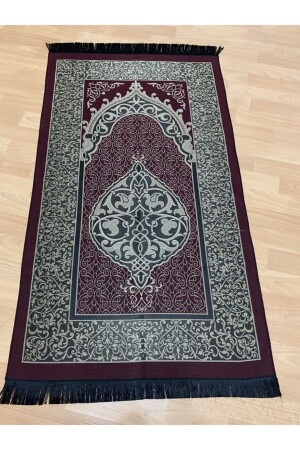 Patterned Fringed Gift Bundle Taffeta Claret Red Prayer Rug - Ayhanhome