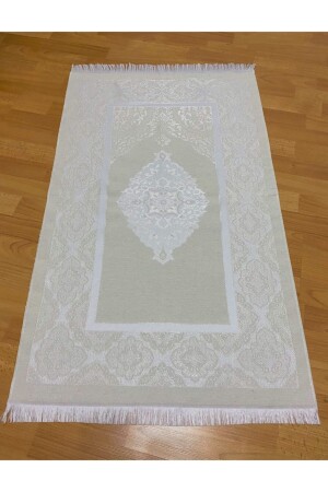 Patterned Fringed Gift Bundle Taffeta Cream Prayer Rug - Ayhanhome