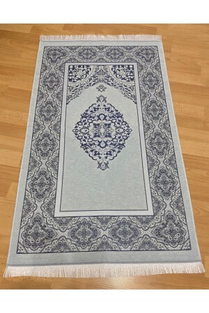 Patterned Fringed Gift Bundle Taffeta Navy Blue Prayer Rug - Ayhanhome