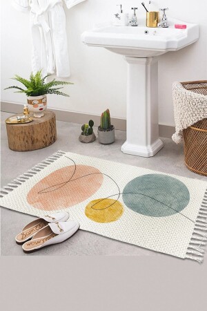 Patterned Washable Single Bath Mat Carpet Vintage Woven Rug 50x80cm Byns-11 elsedkkaratezgahbny - Else Dekor
