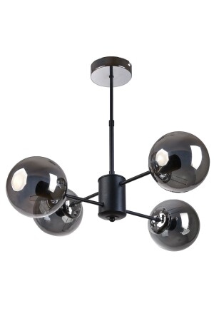 Paul Modern Design Living Room Dining Room Kitchen Black Color Smoked Glass Pendant Lamp 4-Piece Chandelier S4121 - Modavize