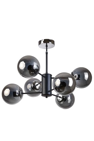 Paul Modern Design Living Room Dining Room Kitchen Black Color Smoked Glass Pendant Lamp 6-Piece Chandelier S4120 - Modavize