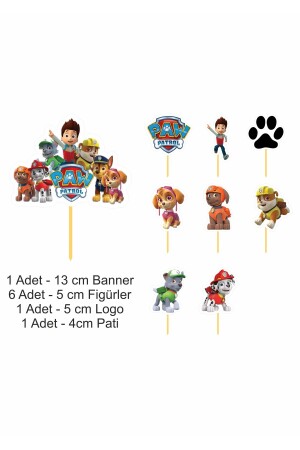 Paw Patrol Logo and Characters 9 Pieces Specially Cut Ready Cake Toothpick Top Decoration HD One Side Thick - Atölye7tasarım