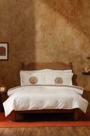 Paye Seljuk Series Anka Blue 100% Cotton Double Embroidered Duvet Cover Set 200. 20. 01. 0613 - Karaca Home