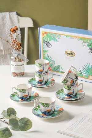 Peacock Set of 6 Peacock Patterned Coffee Cups - Vadi