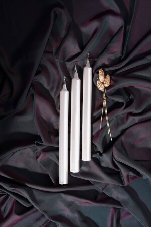 Pearl 3-Piece Candlestick Bright Candle Metallic Coated Body Long Stick Conical 3MUMMBA - mba decor metal bending art