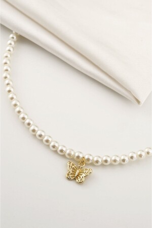 Pearl Beaded Necklace with Butterfly Design - Euromoda