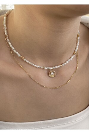 Pearl chain oyster combination necklace - Takıtarzım