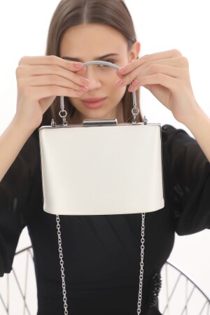 Pearl Color Satin Fabric Women's Evening Dress Clutch Portfolio Bag New Season - Womenacs