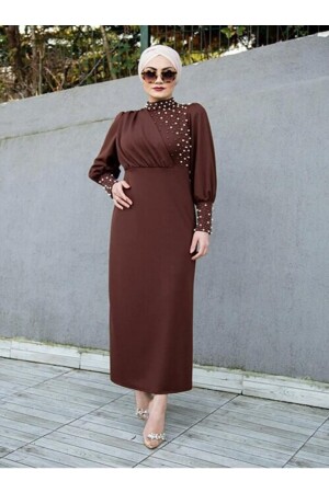 Pearl Detailed Special Occasion Dress silktuty6-t - İPEK TUTUŞ