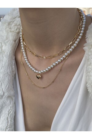 Pearl heart combination necklace - Takıtarzım