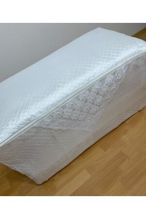Pearl Satin White Quilt Scrap Quilted Dowry Box 50x50x100 - Ayhanhome