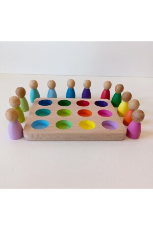 Peg Doll and Tray Matching Human Figures of 12 (WALDORF) - Moccotoys