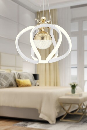 Pelin Single Weißgold 3 Farben 40 Watt LED Modernes Wohnzimmer – Flur – Flur-LED-Kronleuchter - Apliqa