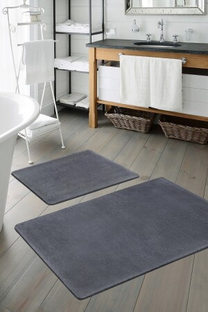 Peluş Antrasit Kaymaz Taban 2'li Banyo Paspası Takımı 50x60 - 100x60 2liAntrasitbanyopaspası - Sarar