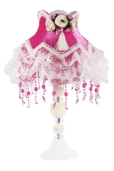 Pembe Çiçek Dekorlu Abajur Fuşya Klasik Model PRA-2751464-5505 - Dekovien