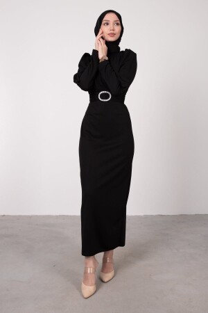 Pencil Stone Buckle Belted Evening Dress - Dm Life