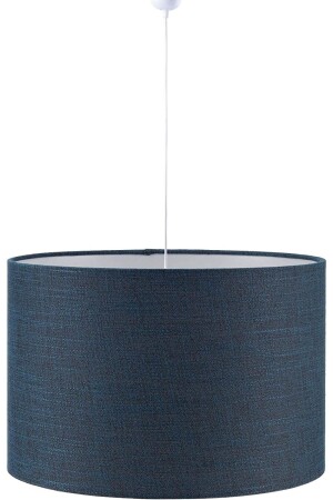 Pendant Chandelier, Navy Blue Cylinder Single, White Cable, High Quality Fabric Decorative Design GLR-SASLAC - Lit Dizayn