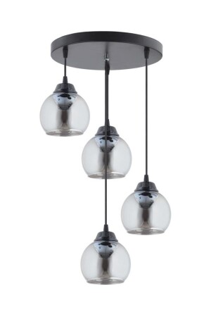 Pendant Lamp 4-Piece Black Smoked Opaque Glass Chandelier 1605040012520 - İstanbul Avize
