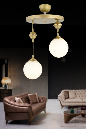 Pendant Lamp Tray Antique 2-Piece White Globe Glass Luxury Chandelier AK0003 - Kraliçe