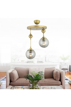 Pendant Lamp Tray Antiqued 2-Piece Smoked Globe Glass Luxury Chandelier TYC00733249803 - Kraliçe