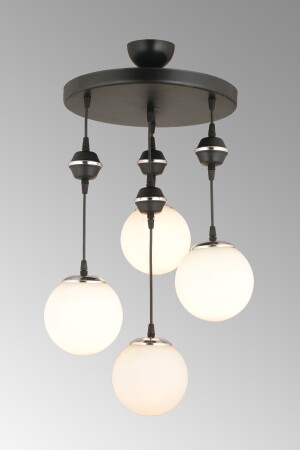 Pendant Lamp Tray Black 4-Piece White Glop Top Glass Chrome Downward Facing Luxury Chandelier TYC00406853131 - Genel Markalar