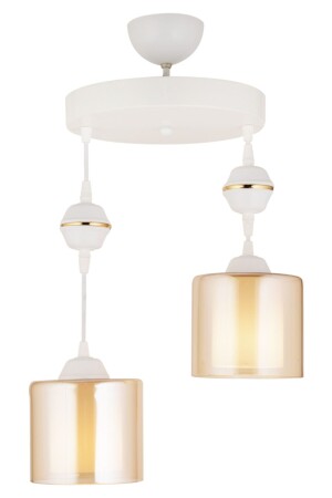 Pendant Lamp Tray Set of 2 White Double Glass Modern Downward Facing Chandelier 5012 - KARDELEN AYDINLATMA AVİZE