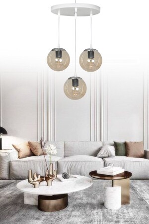 Pendant Lamp Tray White 3-Piece Honey Glass Chandelier SEF156 - SEFHOME