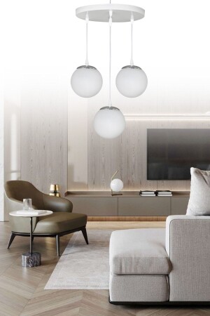 Pendant Lamp Tray White 3-Piece White Glass Chandelier SEF156 - SEFHOME