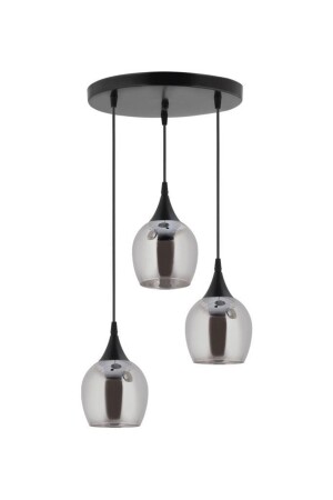 Pendelleuchte, 3-teilig, schwarzer Rauchglas-Kronleuchter, 1605040012344 - İstanbul Avize