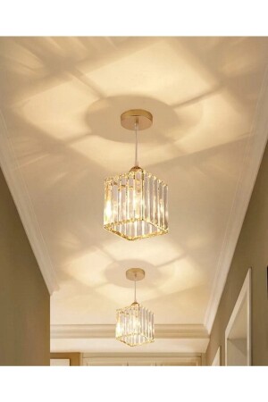 Pendelleuchte Single Gold K-12 (PLAF. Klempnerarbeiten) Kronleuchter aus Kristallstein - İstanbul Avize
