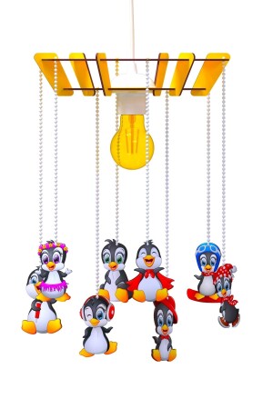 Penguin Wooden Children's Room Baby Room Chandelier Pendant Lamp penguin_sarı - KUK Design