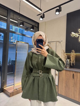 Peplum Shirt - Khaki - Duendeca