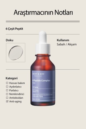 Peptide Serum Anti-Loss of Elasticity and Anti-Aging Anti Aging Serum with 6 Types of Peptides 30 ml PCS - Mary & May