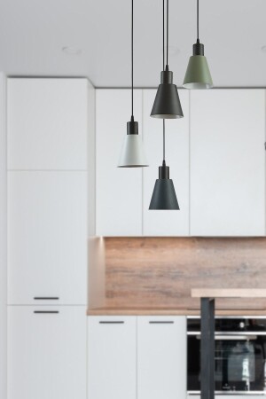 Pera Special Design Modern Cafe Kitchen Living Room Black - Anthracite - White - Green 4-Piece Pendant Lamp Chandelier PRA44 - Modavize