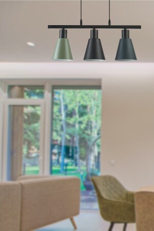 Pera Special Design Modern Cafe Kitchen Living Room Row Black - Anthracite - Green 3-Piece Pendant Lamp Chandelier PRA99 - Modavize