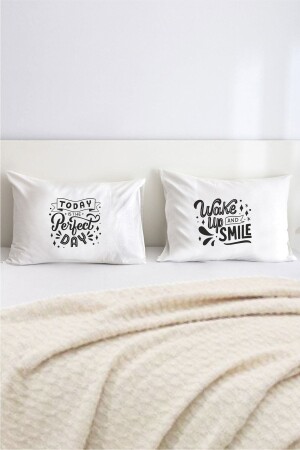 Perfect Day Printed and Written Double Decorative Pillow Case 50x70 Cm - Red hdynza20241591 - Hediyenza
