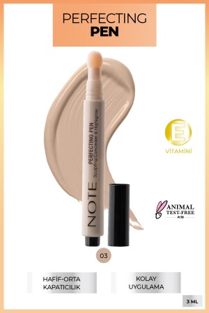 Perfecting Pen 03 Hellbeiger Concealer-Stift für die Augenpartie mit leuchtender Wirkung - Note Cosmetics