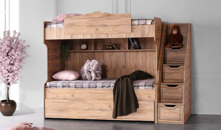 Perge Bunk Bed with Ladder - Cadde Yıldız