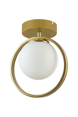 Peri Metal Living Room - Kitchen - Bedroom Ring Gold White Single Chandelier PERİİ011 - Modavize