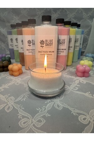 Perlpulverkerze (mit 30 Dochten), Vanillegeschmack, weiß, 250 g - Bluedaisycandle
