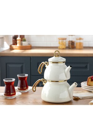 Perro Enamel Mini Teapot 0,5 Lt + 1 Lt White 10033866 - English Home