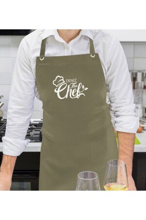 Personalisierte Küchenschürze, Kochschürze, Kochschürze, entworfen vom Chefkoch, professionell, khakigrün, Bitmayan131320 - Bk Gift