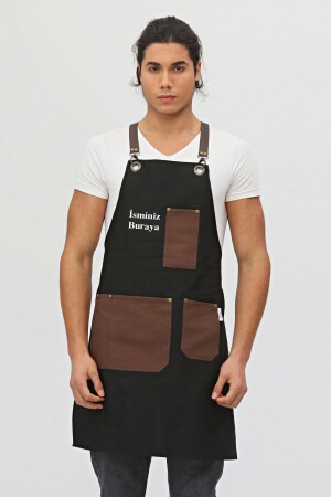 Personalisierte mit Namen bestickte Schürze für Küche, Café, Chef, Barista, Kellner, Florist, Friseur, Schürze, 1 Stück, N3C - Monki Haus