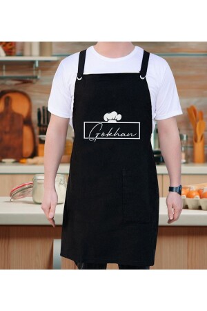 Personalisierte Namenschef Design Professionelle schwarze Küchenschürze, Kochschürze, Chefschürze, Bitmayan130358 - Bk Gift