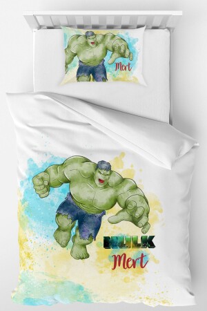 Personalisiertes Einzel-Mikrosatin-Bettbezug-Set Hulk nvr-91827368 - Homamia
