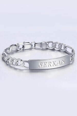 Personalisiertes Figaro-Stahl-Herrenarmband mit Namensschrift Ack06i - Takı Dükkanı
