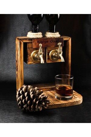 Personalized Handcrafted Natural Wood Pine Tree Double Drink Stand FCC0001 - Adil Baba